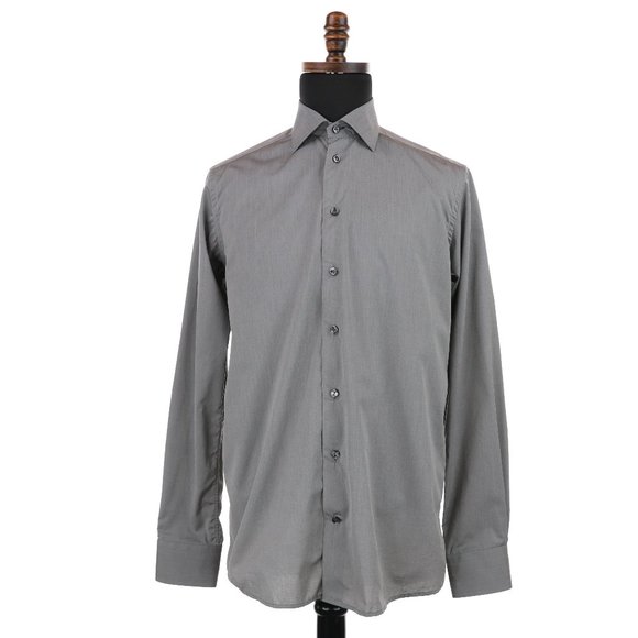 Eton Contemporary Button Front Dress Shirt Gray Men's Size 15.5 - 39 - Picture 2 of 7